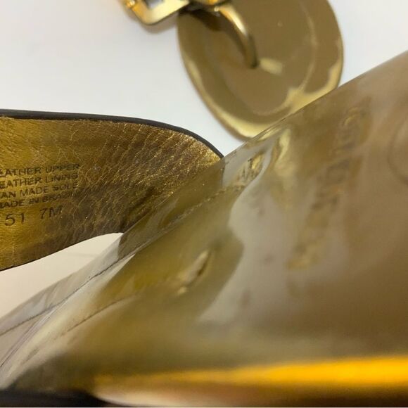 Tory Burch Miller Logo Patent Leather Sandals Vintage Gold  Size 7 - Picture 8 of 8